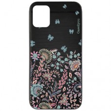 Capa para iPhone 11 Case2you - Escovada Preta Floral Borboletas